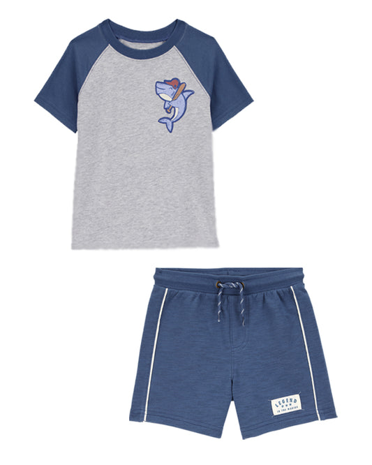 Carter's Baby Shark Short-Sleeve Tee with Pull-on Cotton Shorts