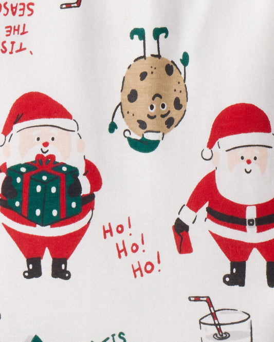 Carter's Baby Christmas Santa Print 100% Cotton Long-Sleeve Snug Fit 2-Piece pyjamas - White