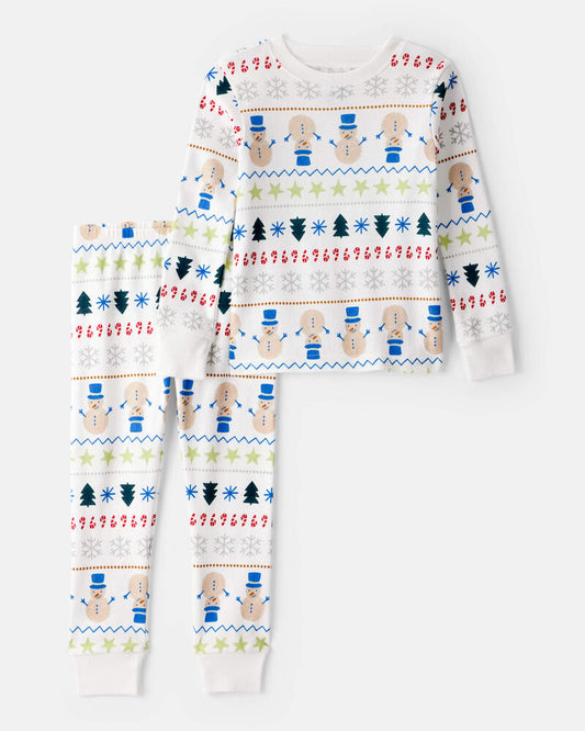 Carter's Baby Christmas Fair Isle 100% Cotton Long-Sleeve Snug Fit 2-Piece pyjamas - White