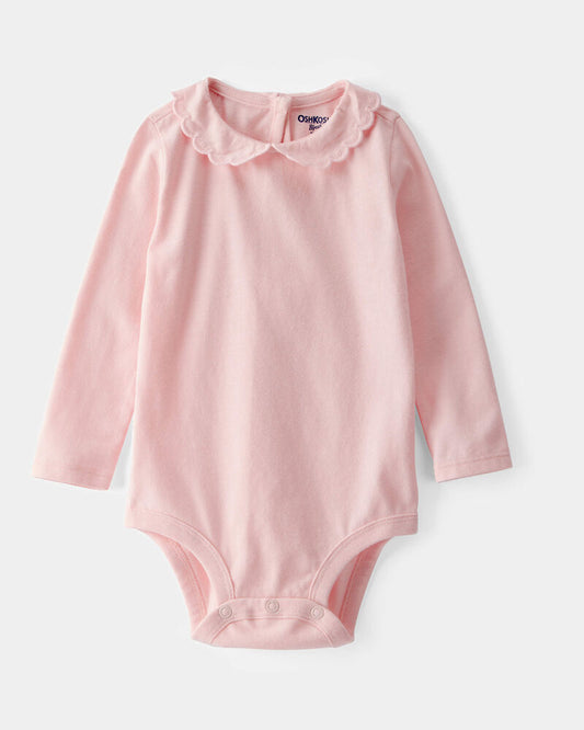 Oshkosh Baby Scalloped Collar Long-Sleeve Bodysuit - Pink