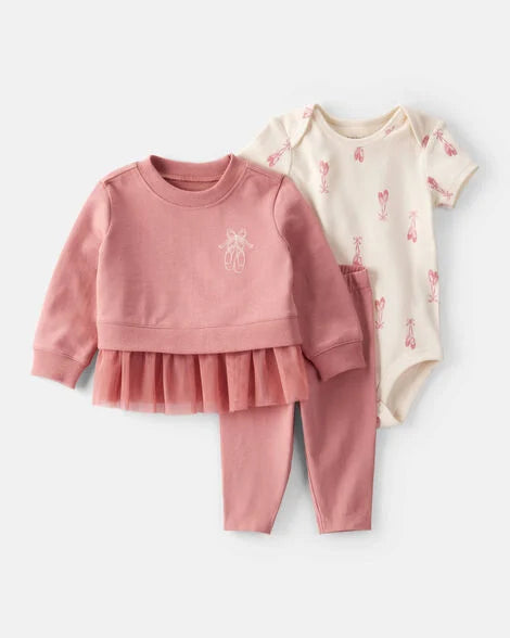 Carter's Baby 3-Piece Ballet Little Pullover Set - Pink/Ivory
