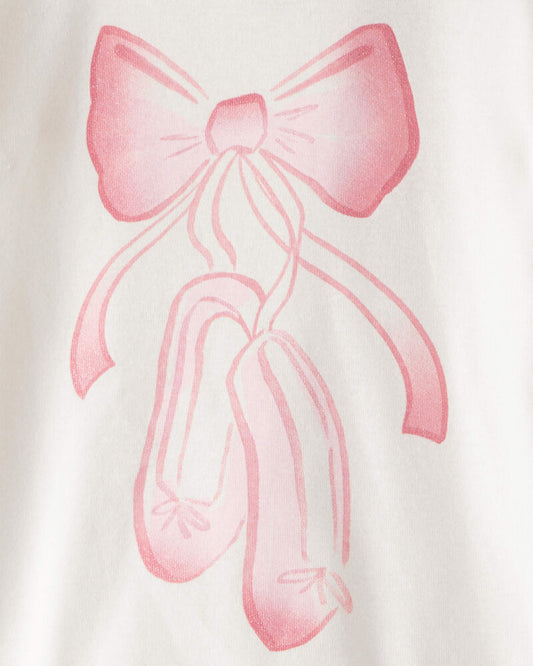 Carter's Baby Girl Ballet Print 100% Cotton Long-Sleeve 4-Piece pyjamas - Pink/White