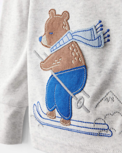 Carter's Baby Boy Woodland Print Cotton Long-Sleeve Snug Fit 4-Piece Pajamas - White/Blue