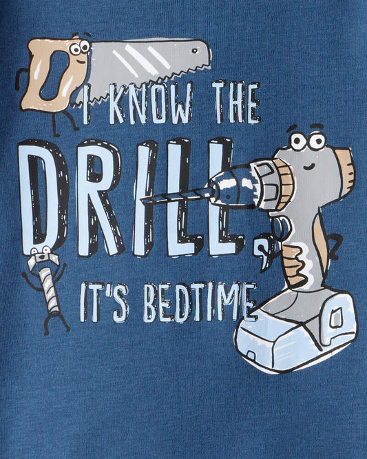 Carter's Baby Boy Construction Print 100% Cotton Long-Sleeve Snug Fit 4-Piece Pyjamas - Blue/Grey