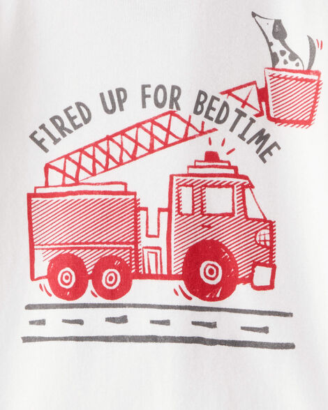 Carter's Baby Boy Firetruck Print 100% Cotton Long-Sleeve 4-Piece Pajamas - Red/White
