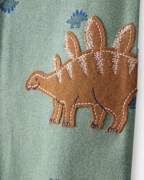 Carter's Baby Boy Dinosaur Print 100% Cotton Long-Sleeve 2-Way Zip 1-Piece Pajamas - Green