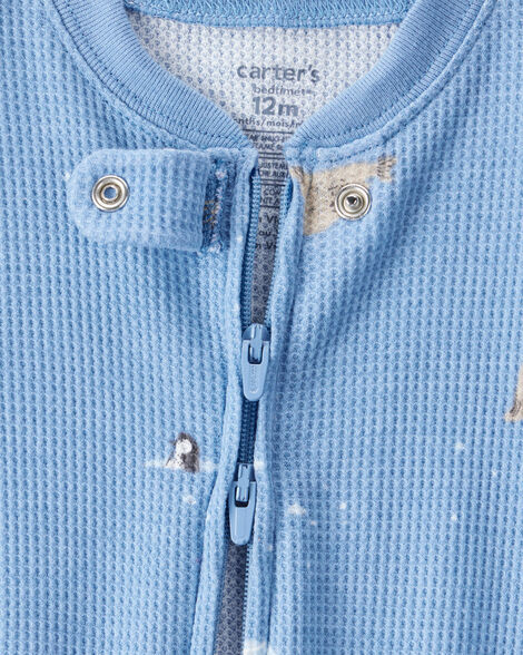 Carter's Baby Boy Arctic Animal Print Cotton Long-Sleeve Snug Fit 1-Piece Pajamas - Blue