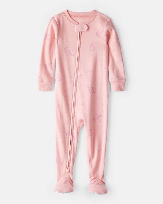Carter's Baby Girl Fairy Star Print 100% Cotton Long-Sleeve Snug Fit 1-Piece pyjamas - Pink