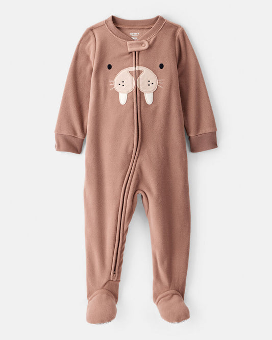 Carter's Baby Boy Walrus Loose Fit 2-Way Zip 1-Piece pyjamas - Brown