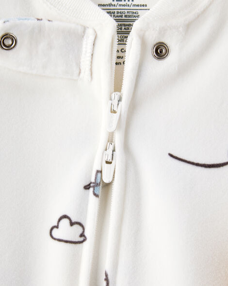 Carter's Baby Boy Helicopter Print DreamPlush Snug Fit Long-Sleeve 2-Way Zip 1-Piece Pajamas - White