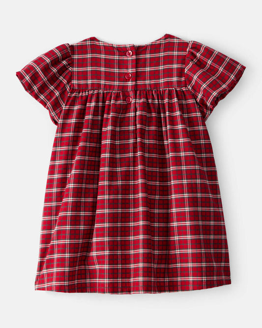 Carter's Baby Girl Special Occasion Plaid Print Short-Sleeve Dress - Red