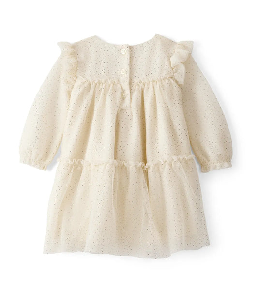 Carter's Baby Girl Sparkle Polka Dot Tulle Long-Sleeve Dress, Ivory