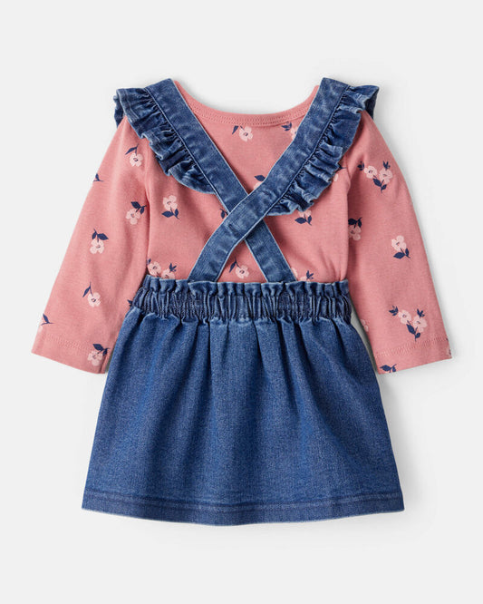 Carter's Baby Girl 3-Piece Floral Long-Sleeve Dress Set - Blue