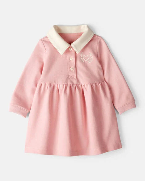 Carter's Baby Girl Polo Collared Cotton Dress - Pink