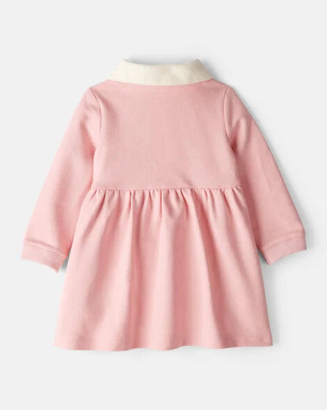 Carter's Baby Girl Polo Collared Cotton Dress - Pink