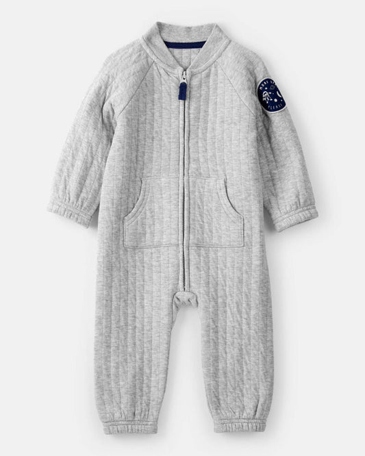 Carter's Baby Boy Space Quilted Long-Sleeve Jumpsuit - Grey