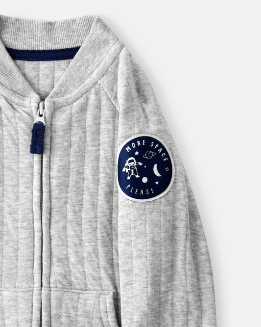 Carter's Baby Boy Space Quilted Long-Sleeve Jumpsuit - Grey