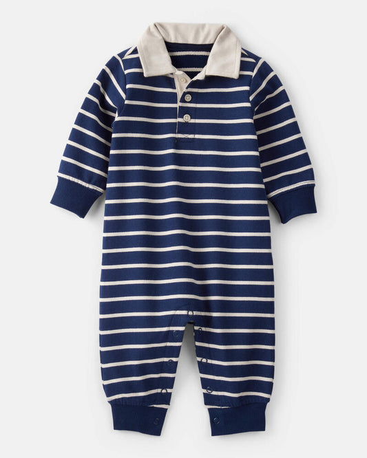 Carter's Baby Boy Cotton Long-Sleeve Jumpsuit - Navy/Blue