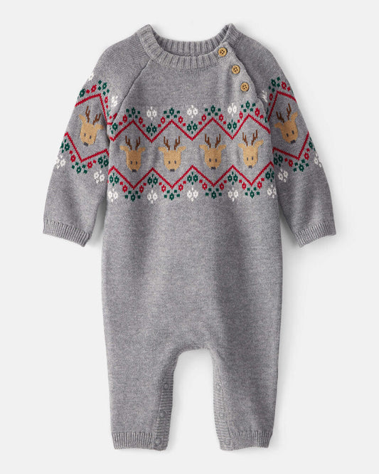 Carter's Baby Boy Fair Isle Long-Sleeve Jumpsuit - Grey