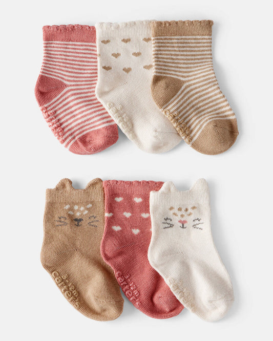 Carter's Baby Girl 6-Pack Cat Ankle Socks