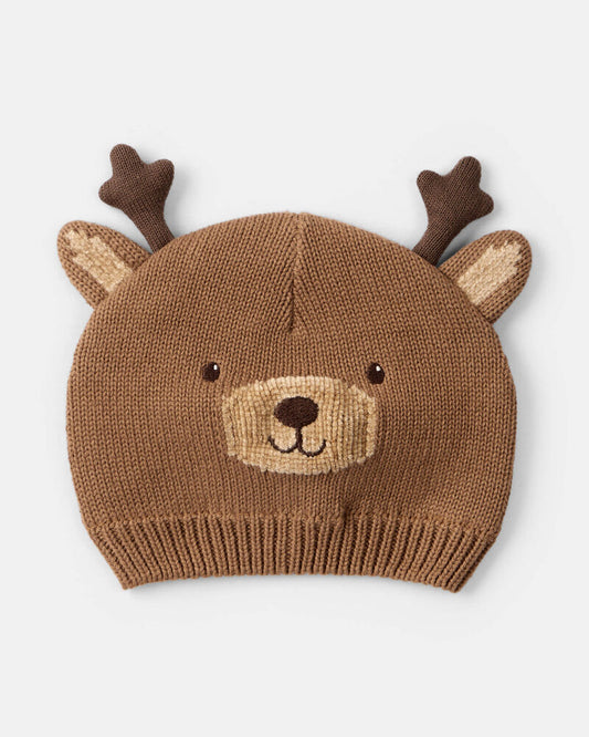 Carter's Baby Christmas Reindeer Crochet Hat - Brown