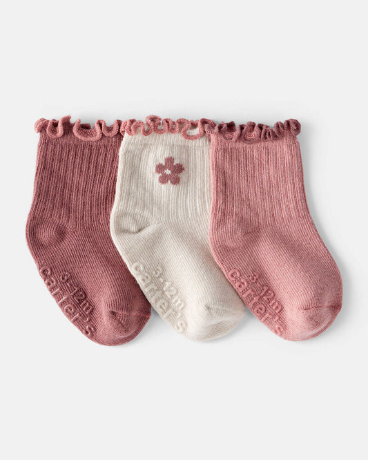 Carter's Baby 3-Pack Flowers Socks - Pink/White
