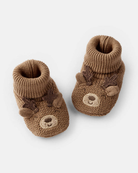 Carter's Baby Christmas Reindeer Crochet Booties - Brown