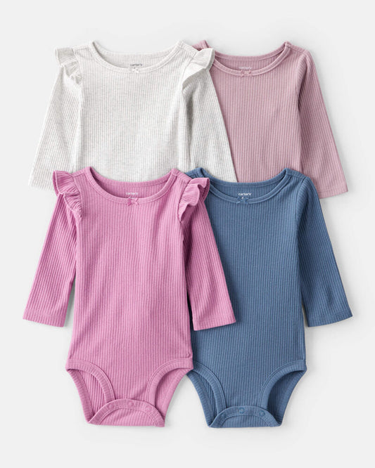 Carter's Baby Girl 4-Pack Long-Sleeve Multipack Bodysuits