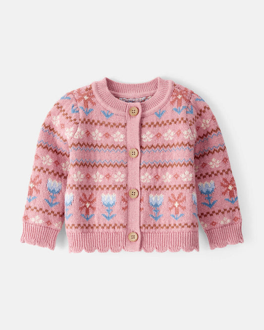 Oshkosh Baby Girl Fair Isle Long-Sleeve Sweater - Pink