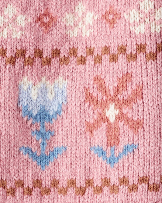 Oshkosh Baby Girl Fair Isle Long-Sleeve Sweater - Pink