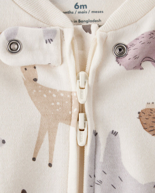 Carter's Baby Girl Fox Print 100% Cotton Long-Sleeve Sleeper - Ivory