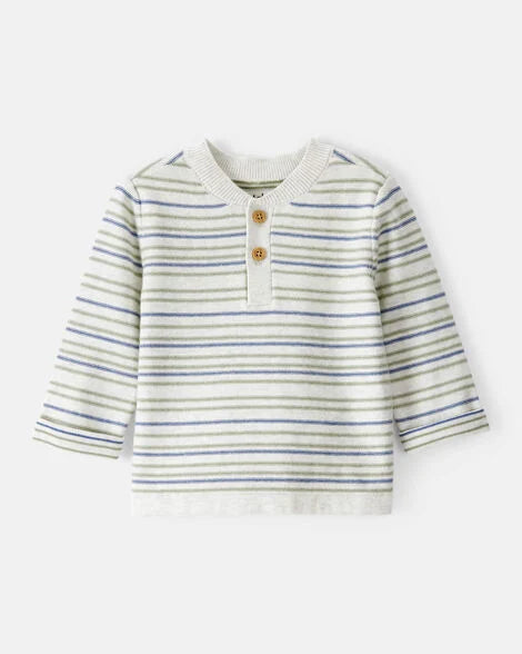 Oshkosh Baby Boy Long-Sleeve Stripe Fashion Top - Grey