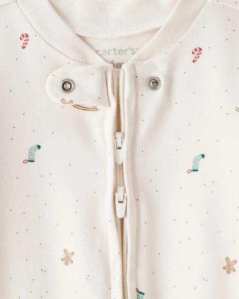 Carter's Baby Mini Christmas 100% Cotton Sleep & Play Pajamas - Cream