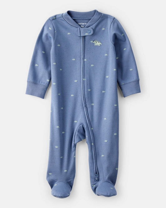 Carter's Baby Boy Rhino Print 100% Cotton Long-Sleeve Sleeper - Blue
