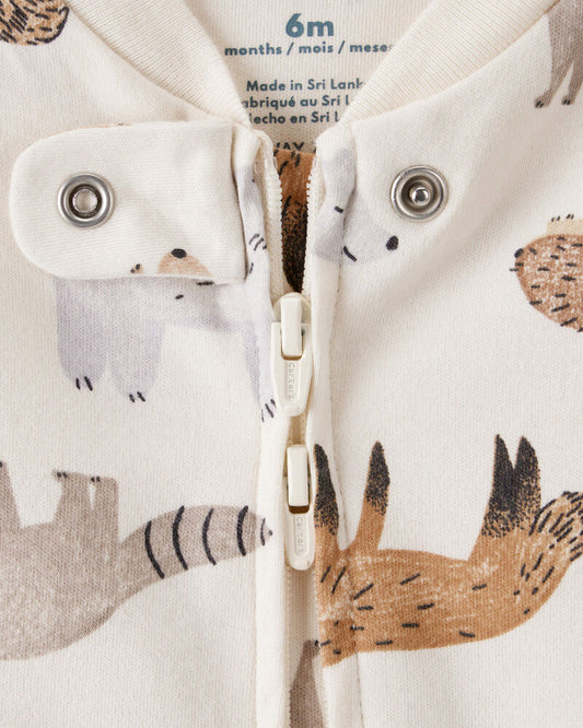Carter's Baby Boy Fox Print 100% Cotton Long-Sleeve Sleeper - White