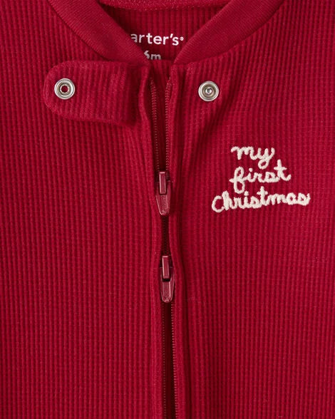 Carter's Baby My First Christmas Holiday Red Cotton Sleep & Play Pajamas - Red