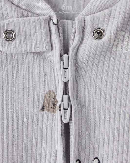 Carter's Baby Penguin Print Cotton Long-Sleeve Sleeper - White