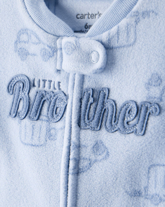 Carter's Baby Boy Firetruck Print Loose Fit Fleece Long-Sleeve Sleeper - Blue