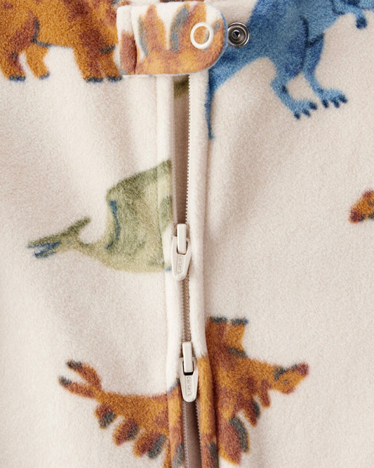 Carter's Baby Boy Dinosaur Print Loose Fit Fleece Long-Sleeve Sleeper - White