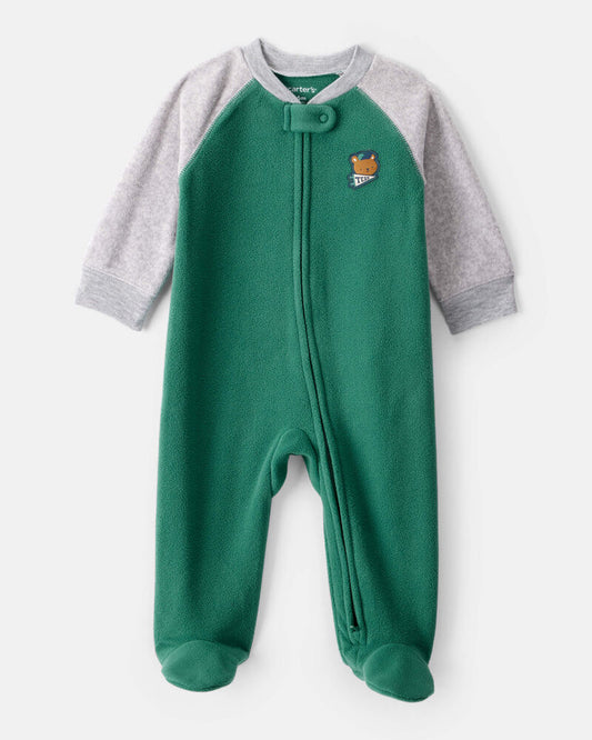 Carter's Baby Boy Bear Loose Fit Fleece Long-Sleeve Sleeper- Green