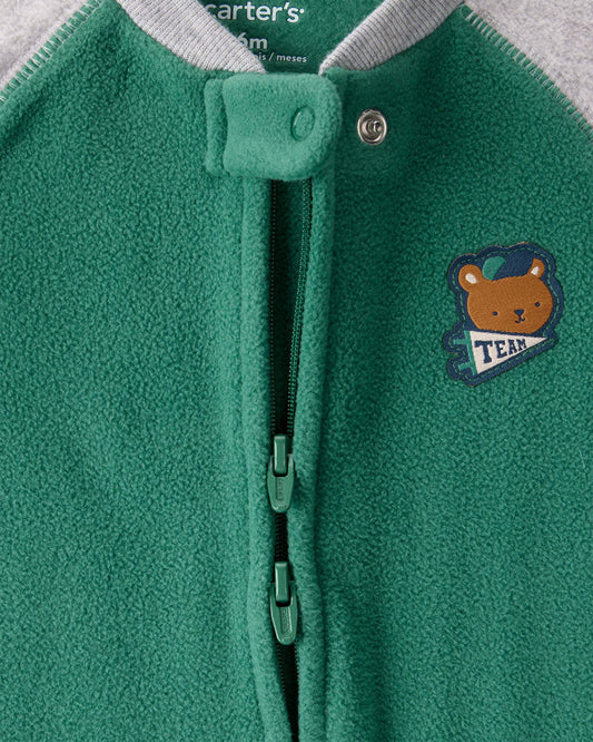 Carter's Baby Boy Bear Loose Fit Fleece Long-Sleeve Sleeper- Green