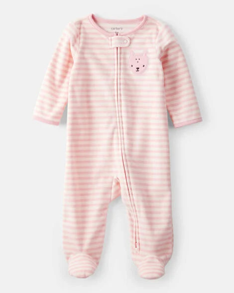 Carter's Baby Girl Deer Loose Fit Long-Sleeve Sleep & Play Pajamas - Pink