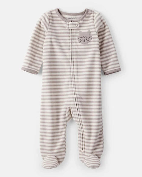 Carter's Baby Boy Fox Striped Loose Fit Long-Sleeve Sleep & Play Pajamas - Brown
