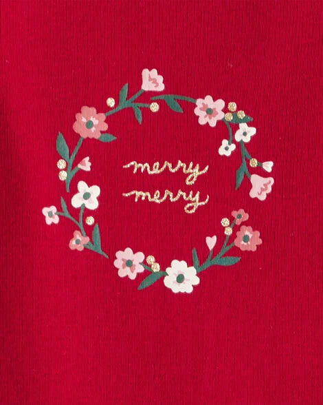 Carter's Baby Girl 3-Piece Floral Merry Cotton Bodysuits & Pant Set - White/Red