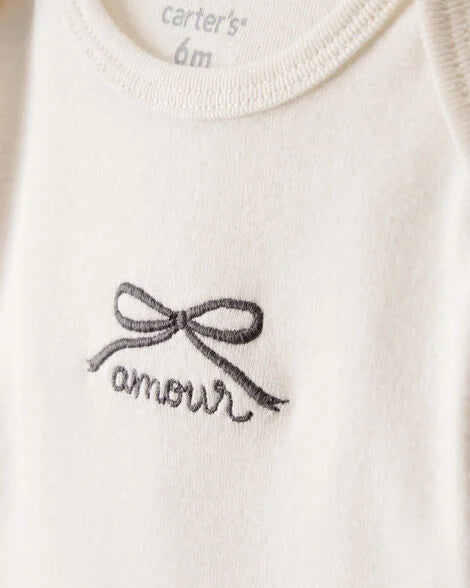 Carter's  Baby Girl Bow Print Bodysuit & Pant Set - Grey