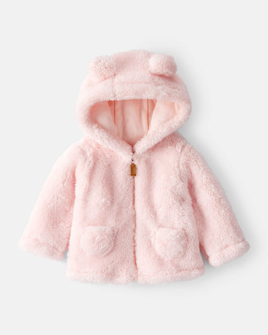 Carter's Baby Girl Sherpa Long-Sleeve Hooded Zip-Up Jacket - Pink