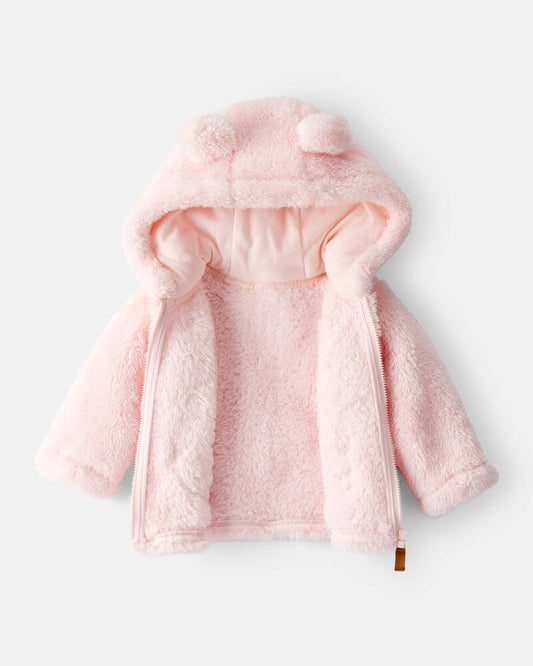 Carter's Baby Girl Sherpa Long-Sleeve Hooded Zip-Up Jacket - Pink
