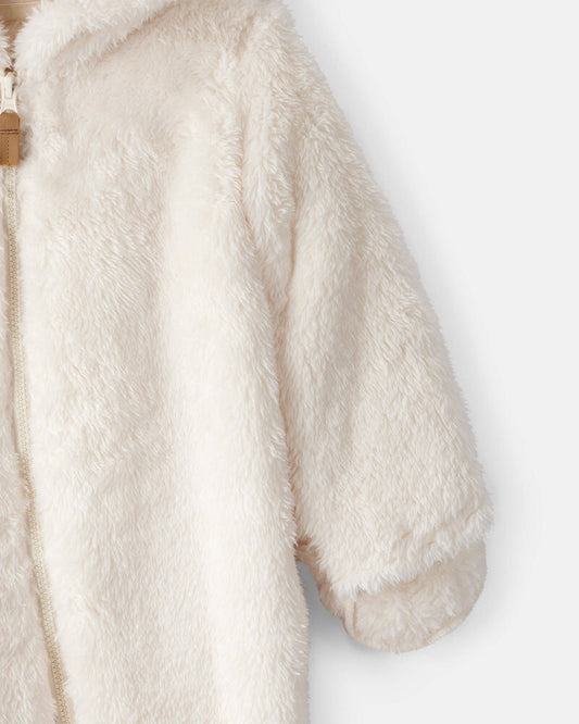 Carter's Baby Sherpa Hooded Long-Sleeve Jumpsuit - White