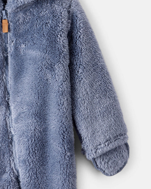 Carter's Baby Boy Sherpa Long-Sleeve Hooded Jumpsuit - Blue