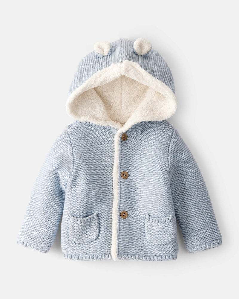 Carter's Baby Boy Sherpa Lined Cotton Long-Sleeve Sweater - Blue
